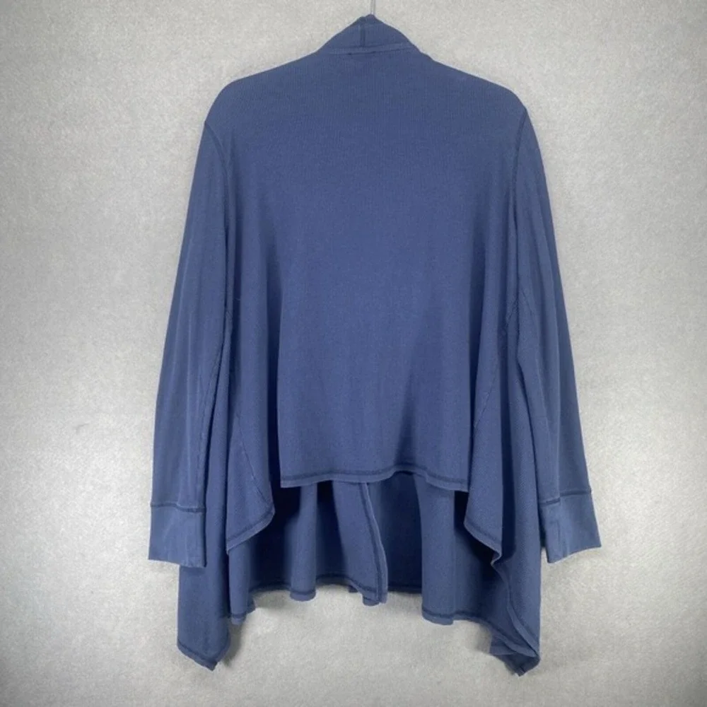 Talbots Sweater Womens Size Large Blue Waffle Open Front Thermal Comfy Hi-Low‎